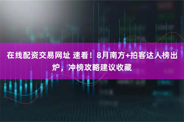 在线配资交易网址 速看！8月南方+拍客达人榜出炉，冲榜攻略建议收藏